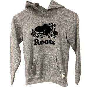 Roots Heather Gray Hoodie with Black Logo